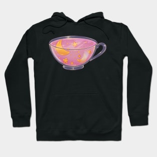 Soft pink night tea cup sticker Hoodie